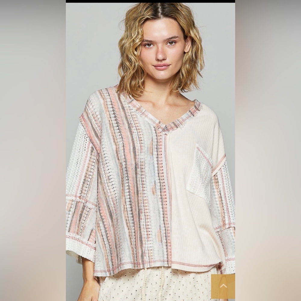 Striped V-Neck Women's Top